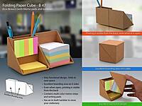 Folding paper cube (with memopad and tumbler)