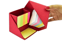 Folding paper cube in color (with memopad and tumbler)