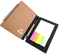 Eco notebook with pen and sticky pads