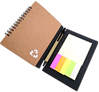 Eco notebook with pen and sticky pads