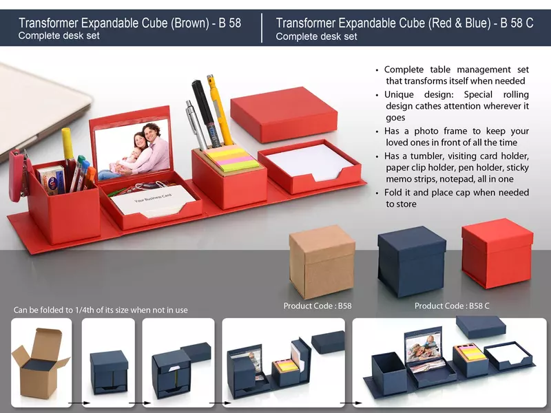 Transformer expandable cube: complete desk set