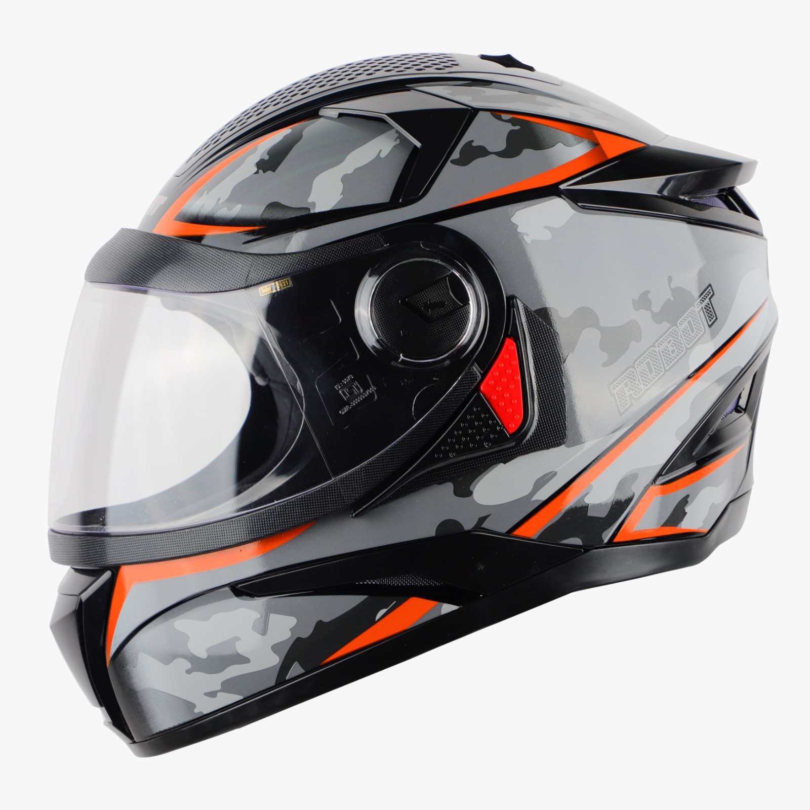 STEELBIRD SBH-17 ROBOT CAMO GLOSSY BLACK/ORANGE C/V (L)