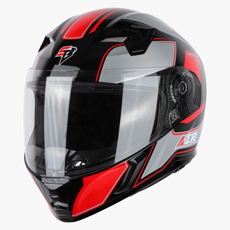 STEELBIRD SBA-21 ISS AIR CARBON GLOSSY BLACK/RED C/V (M)