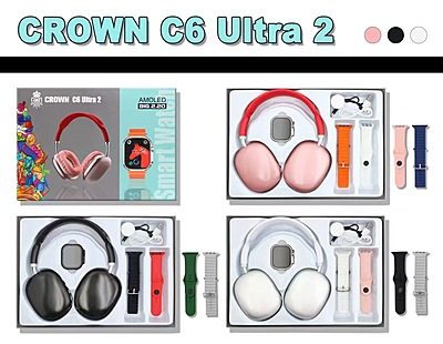 CROWN C6 Ultra 2 Smart Combo Set with Smartwatch & Wireless Headphones