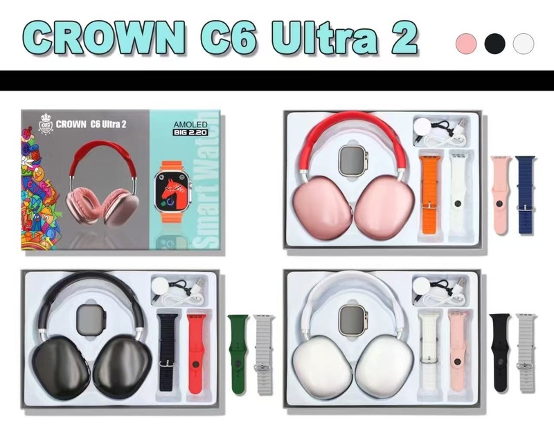 CROWN C6 Ultra 2 Smart Combo Set with Smartwatch & Wireless Headphones