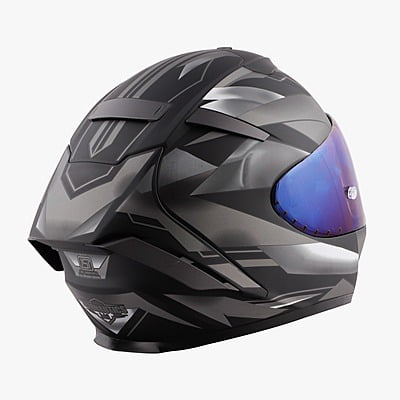 STEELBIRD SA-2 METALLIC MATT BLACK/GREY C/V (L) + EXTRA CHROME VISOR