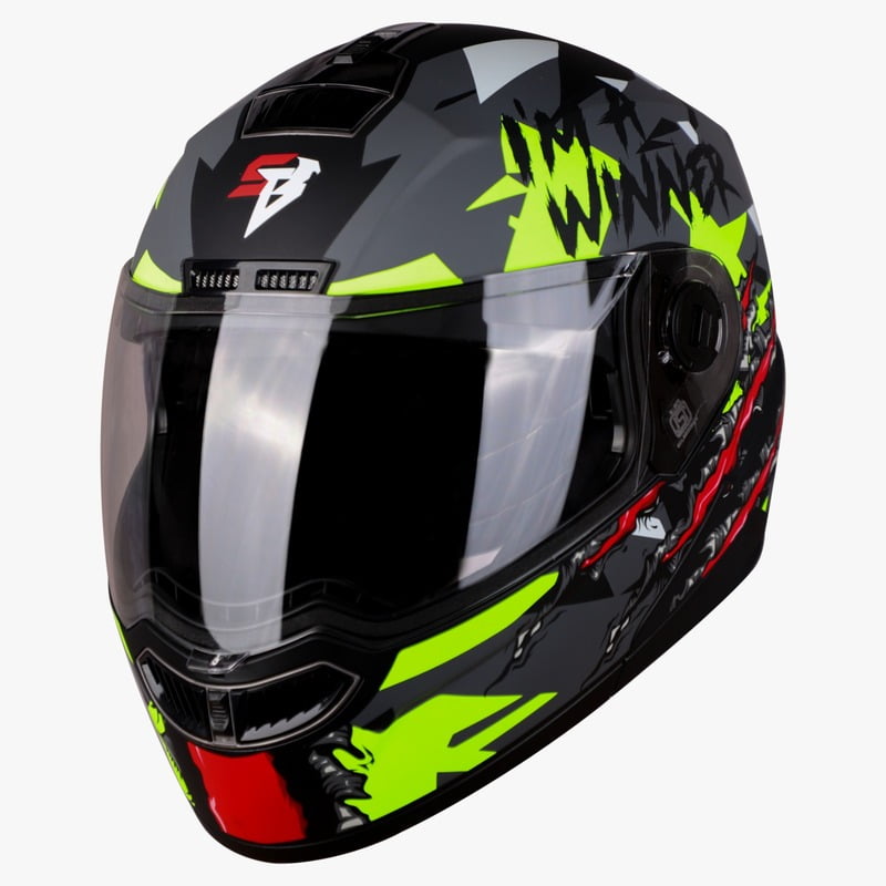 STEELBIRD SBA-7 WINNER GLOSSY BLACK/FLUO NEON C/V (L)