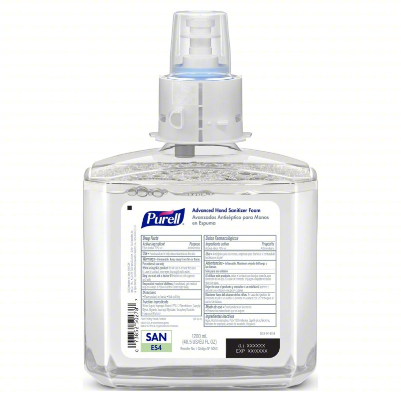 PURELL Hand Sanitizer: ES4 Series, Foam, Cartridge, 1,200 mL, Clean, 2 PK