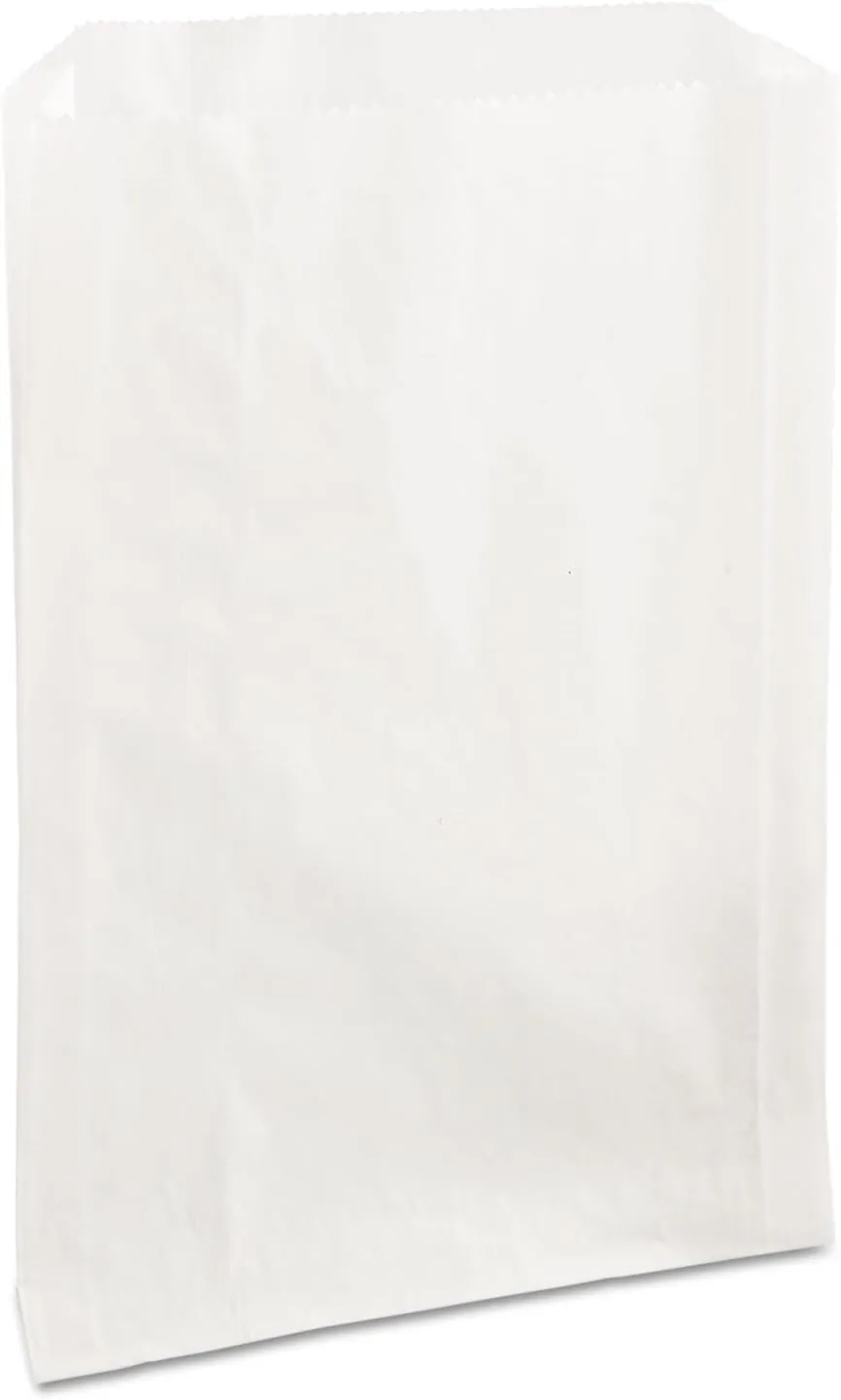 Bagcraft Grease-Resistant Single-Serve Bags, 6.5" X 8", White, 2,000/carton