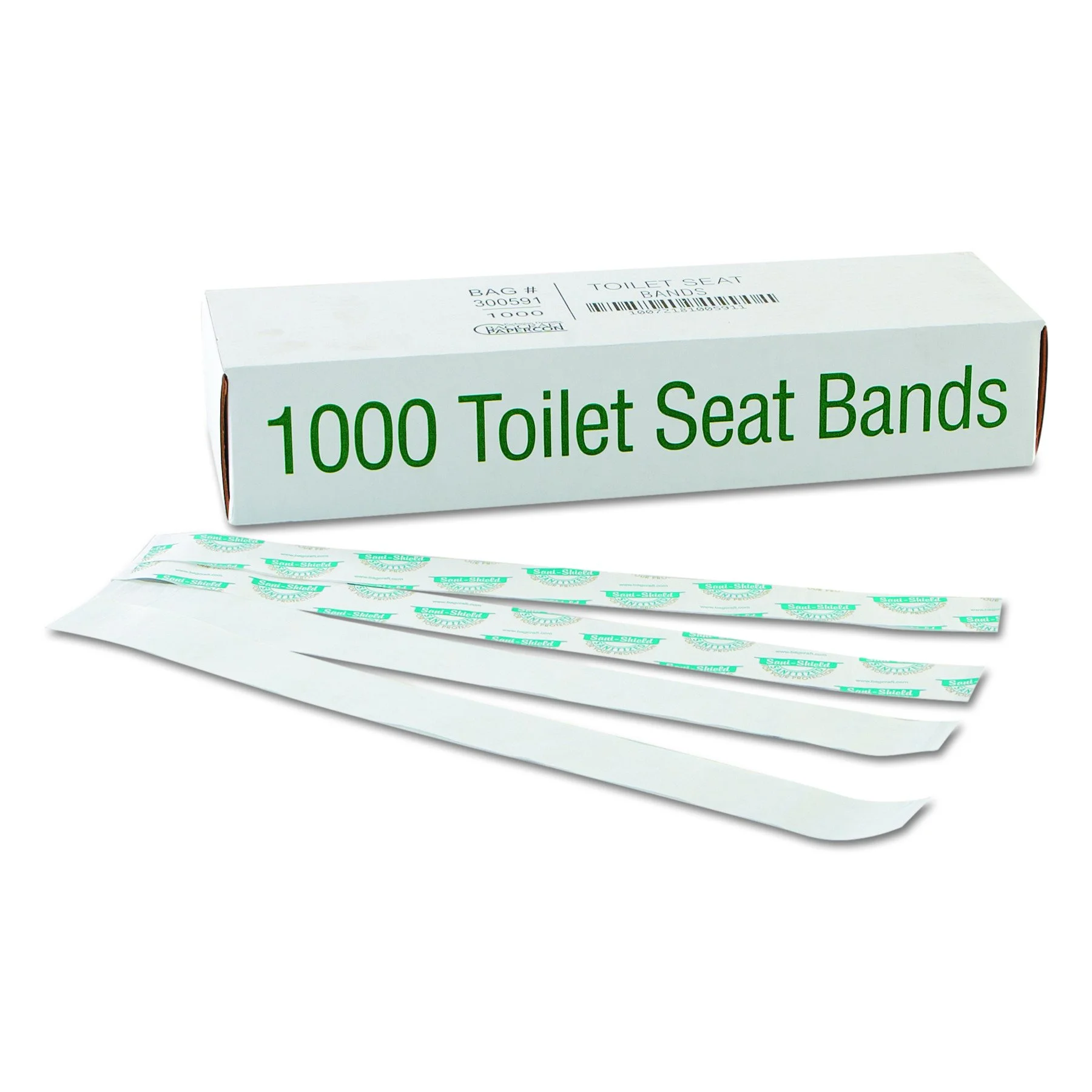 Bagcraft BGC300591 Sani/Shield Printed Toilet Seat Paper Band, Blue/White, 16" Length, 1-1/2" Width, Pack of 1000 1-Pack