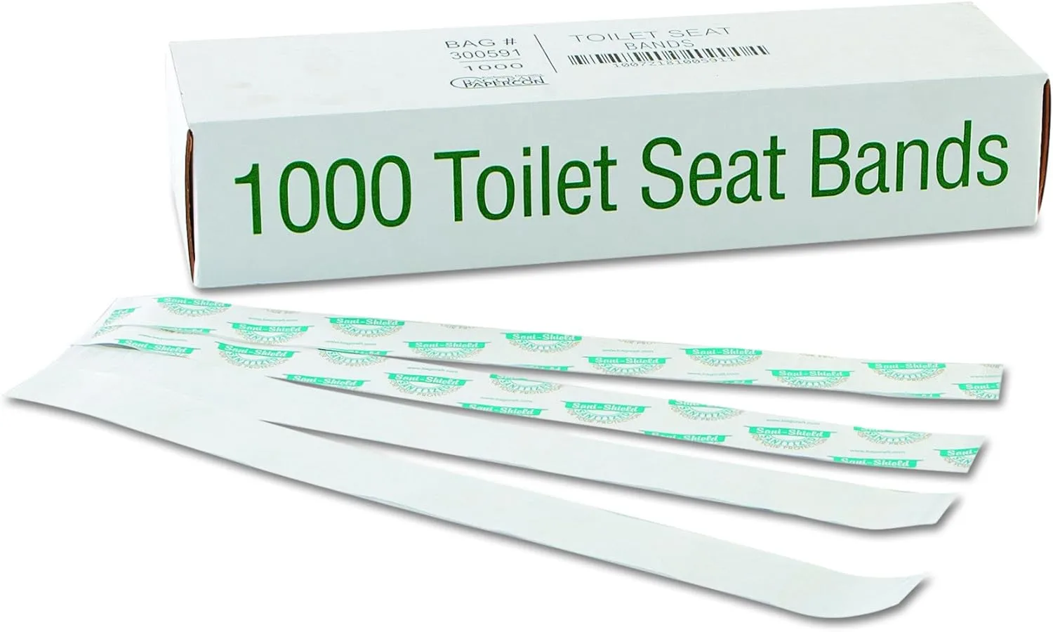 Bagcraft BGC300591 Sani/Shield Printed Toilet Seat Paper Band, Blue/White, 16" Length, 1-1/2" Width, Pack of 1000 1-Pack