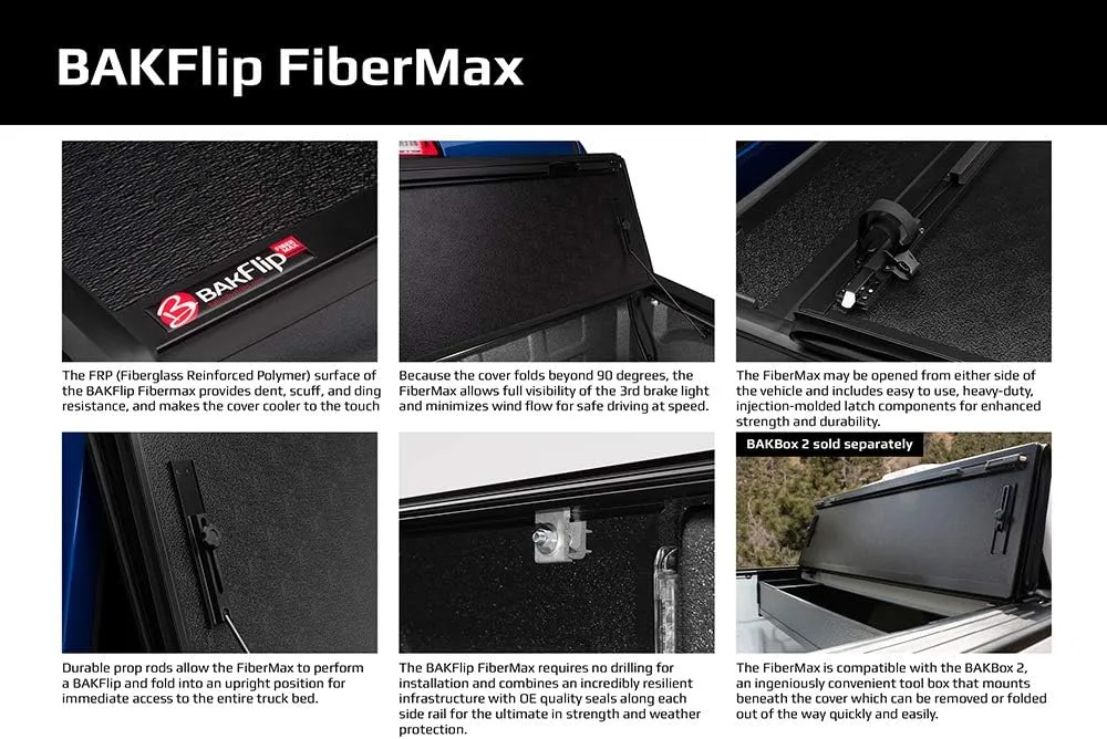 RealTruck BAKFlip FiberMax Hard Folding Tonneau Cover - Fits 2020-26 Silverado/Sierra 6'10" Bed