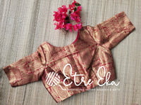 Saree Blouse. Maroon Banarasi Brocade Blouse with Boat Neck , Back Open