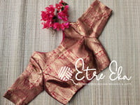 Saree Blouse. Maroon Banarasi Brocade Blouse with Boat Neck , Back Open