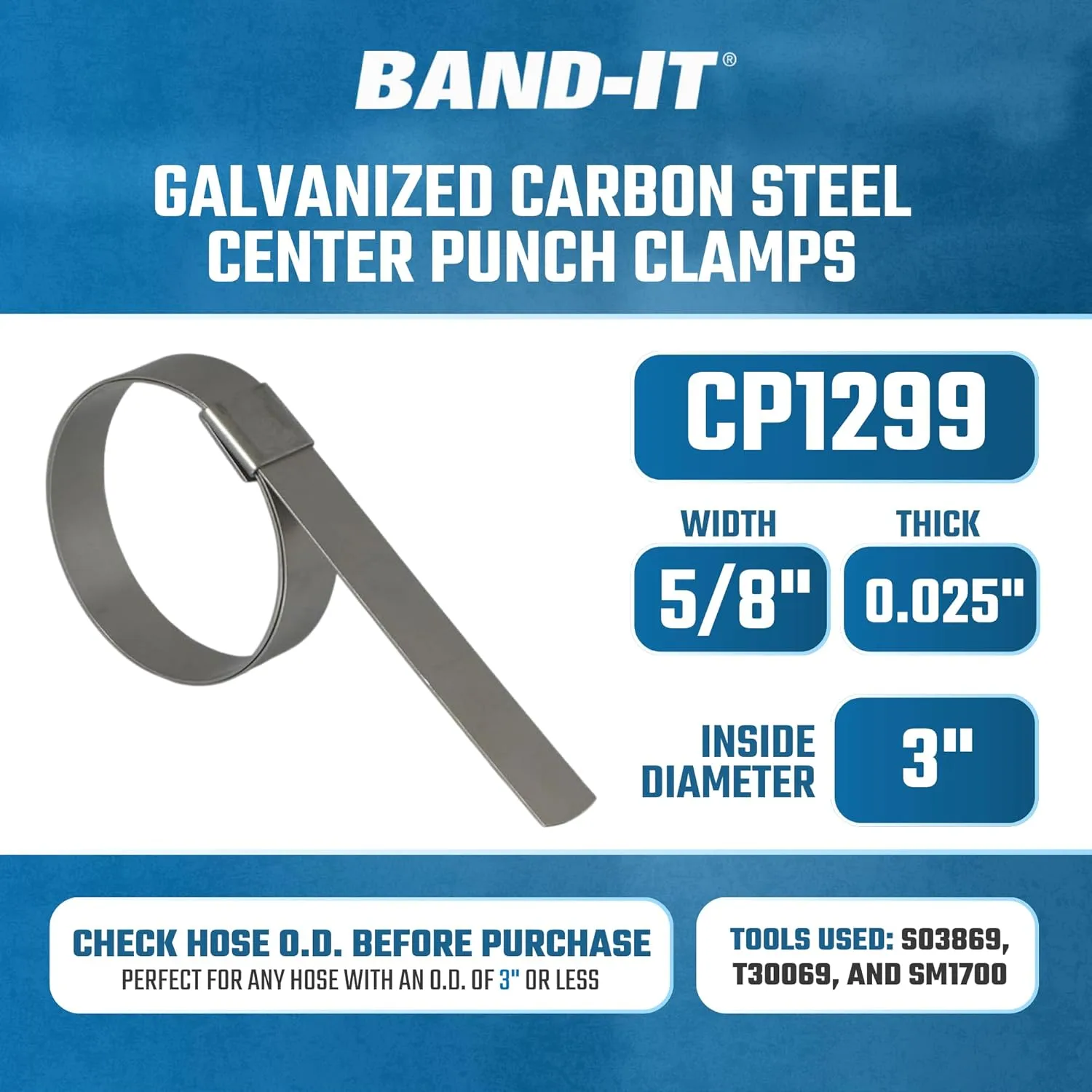 BAND-IT Galvanized Carbon Steel Center Punch Clamps