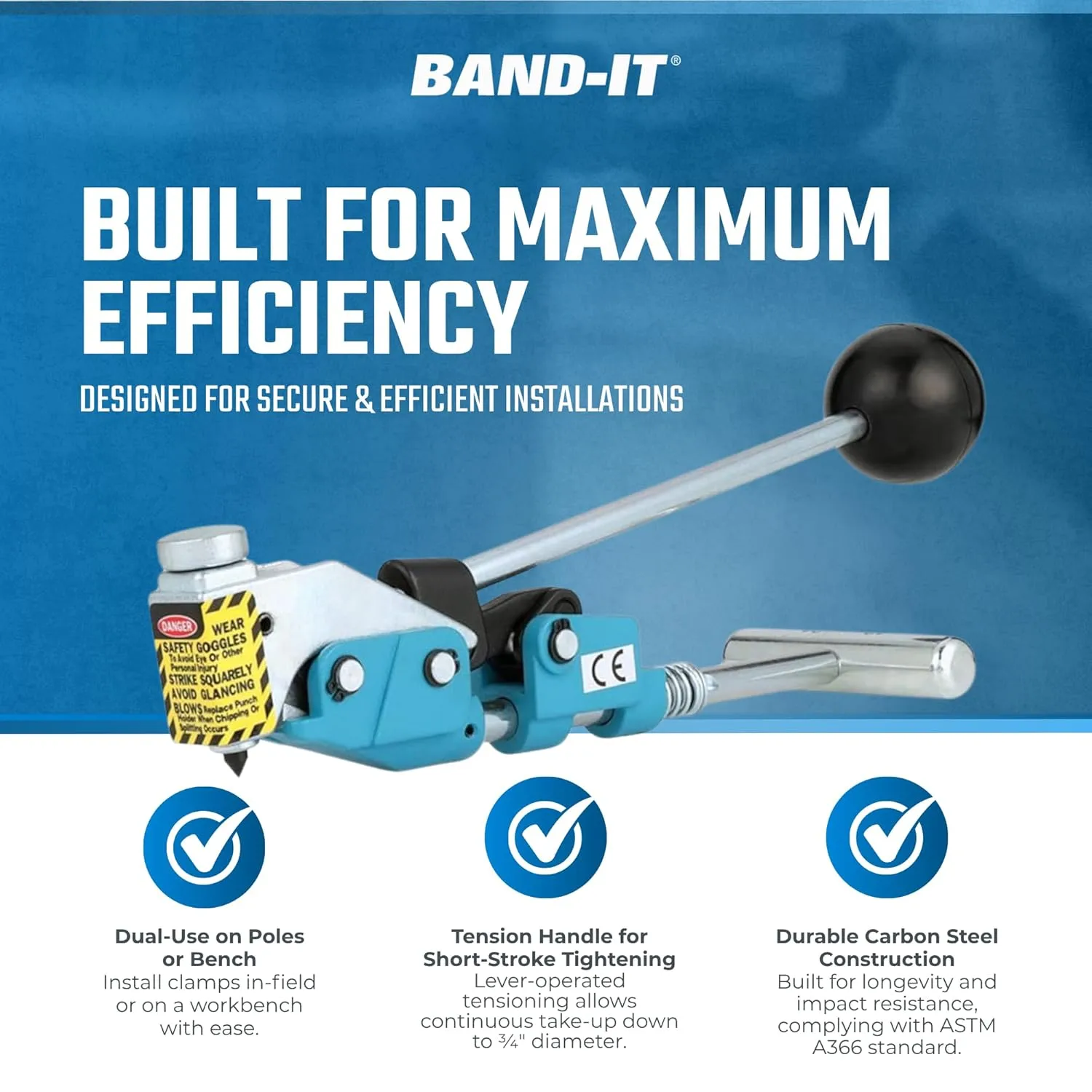BAND-IT T30069 Center Punch Tool, Includes Adapter For 3/8" Wide Center Punch Clamps