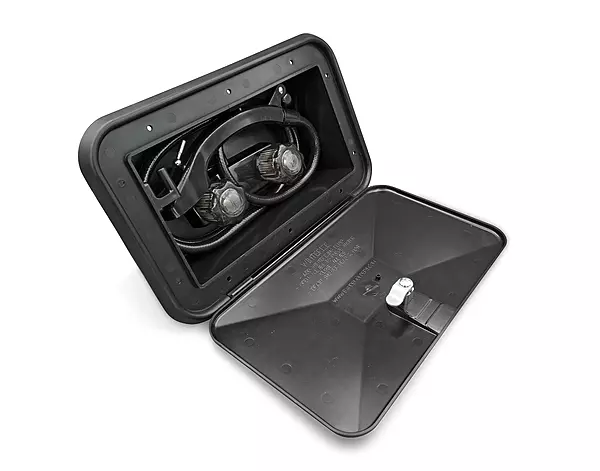 B&B Molders, 94196 Exterior Shower Box – Black, Self-Contained RV Hatch with Leak-Resistant Curved Shower Head, UV-Stable Acrylonitrile, OEM Replacement – Made in USA