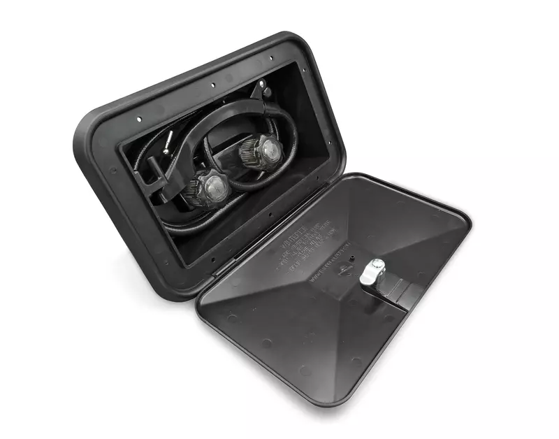 B&B Molders, 94196 Exterior Shower Box – Black, Self-Contained RV Hatch with Leak-Resistant Curved Shower Head, UV-Stable Acrylonitrile, OEM Replacement – Made in USA