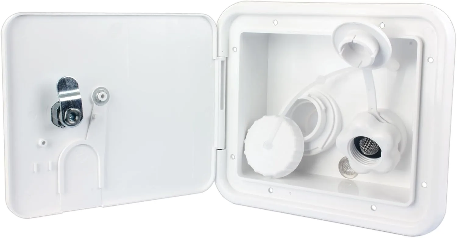 B&B Molders 94254 City/Gravity Water Fill Center with Plastic Check Valve and Key - Polar White