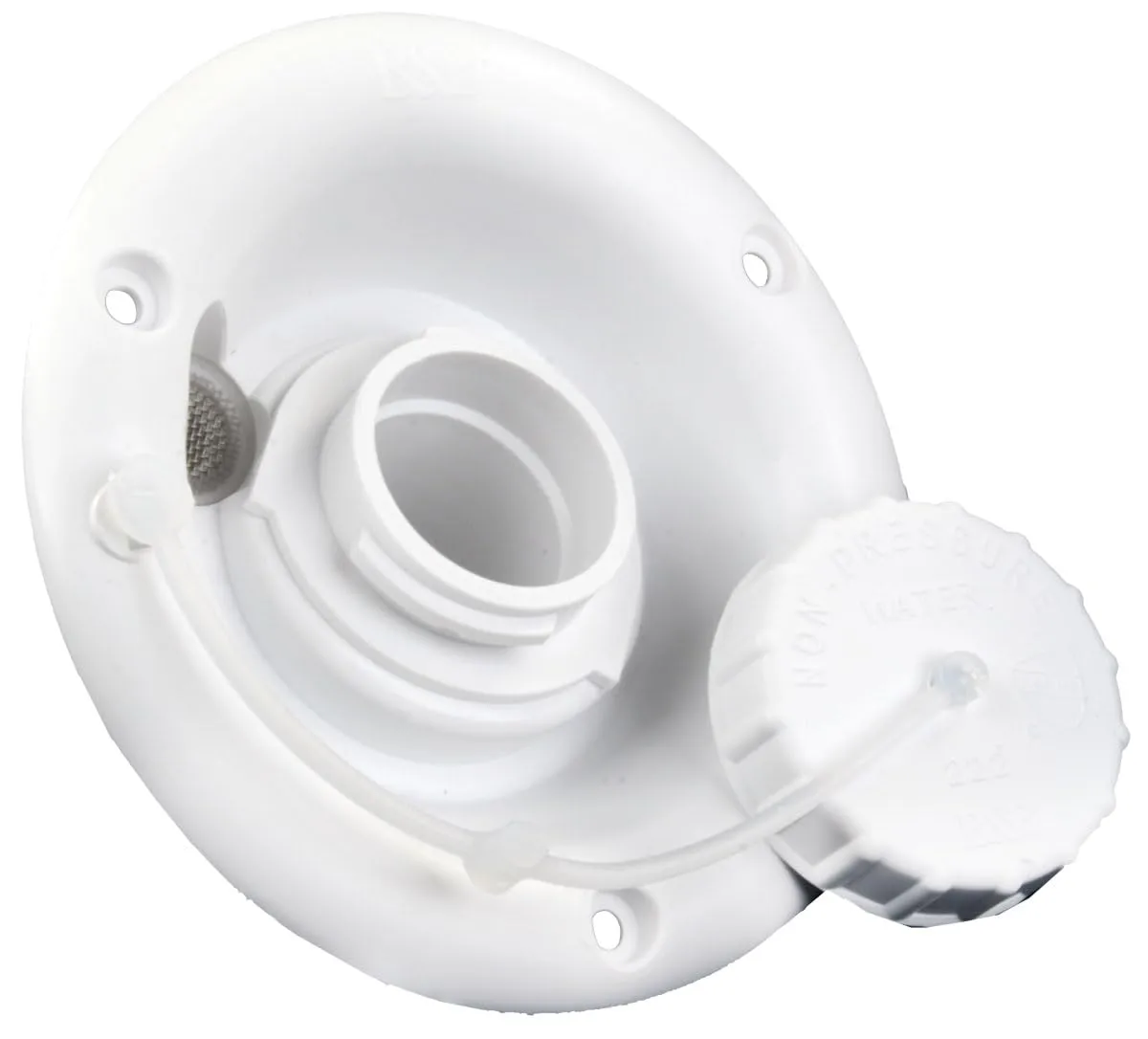 B&B Molders, 94247 Gravity Water Fill Dish – Polar White, UV-Stable Acrylonitrile Construction with Vent Connection, OEM Replacement – Made in USA