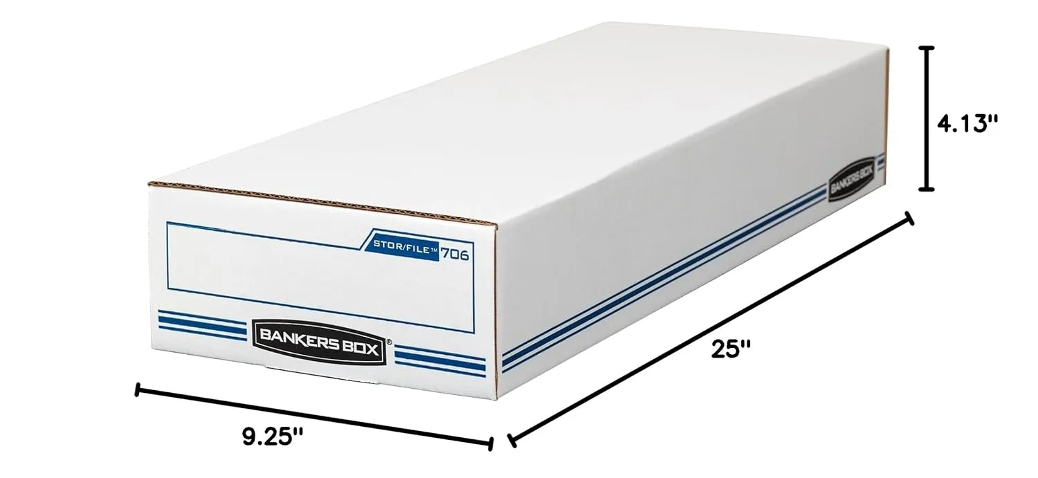 Bankers Box 12 Pack STOR/FILE Check Storage Boxes, Standard Setup, Attached Flip Top Lid, 4 x 9 x 24 Inches