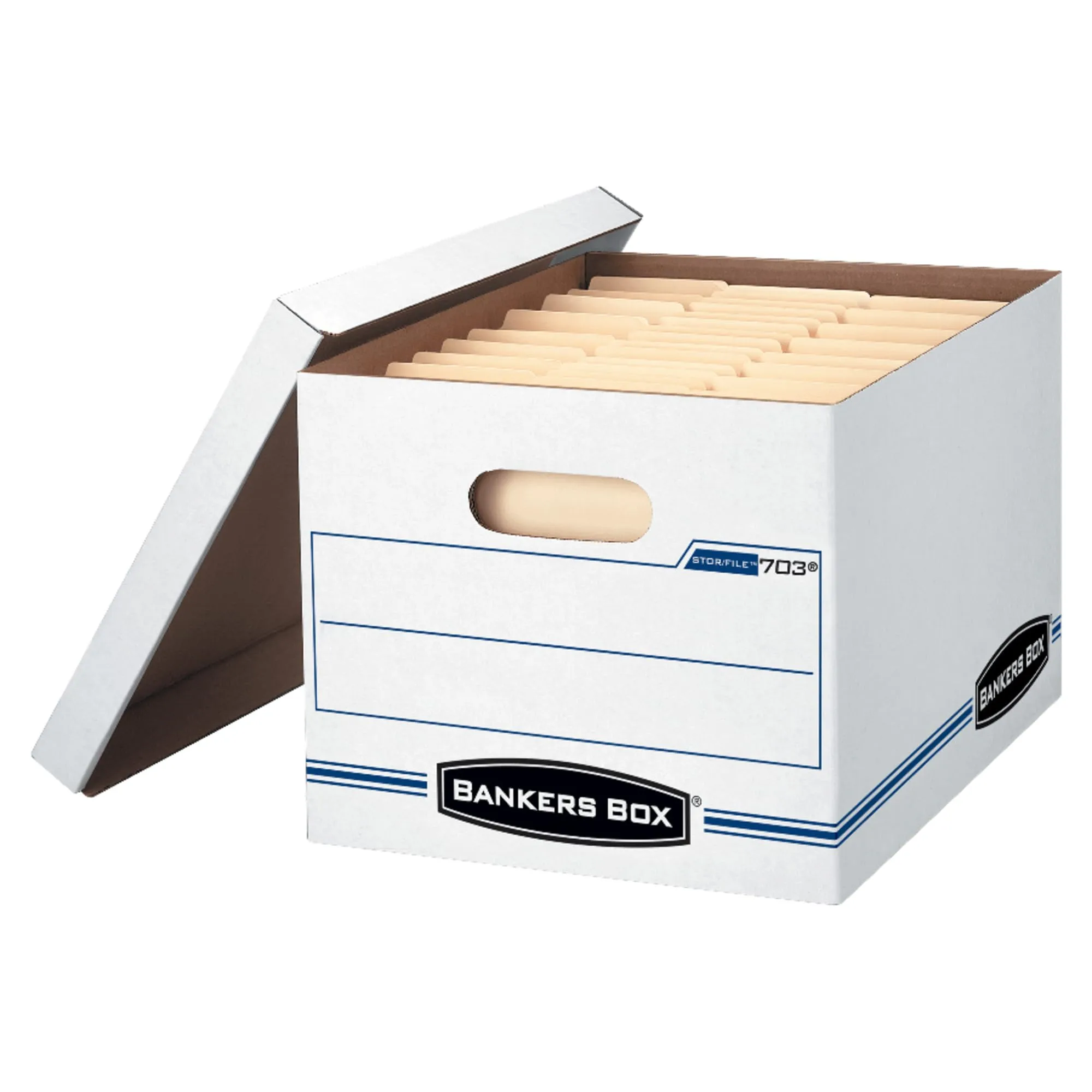 Bankers Box 4 Pack STOR/FILE Basic Duty File Storage Boxes, Standard Assembly, Lift-off Lid, Letter/Legal