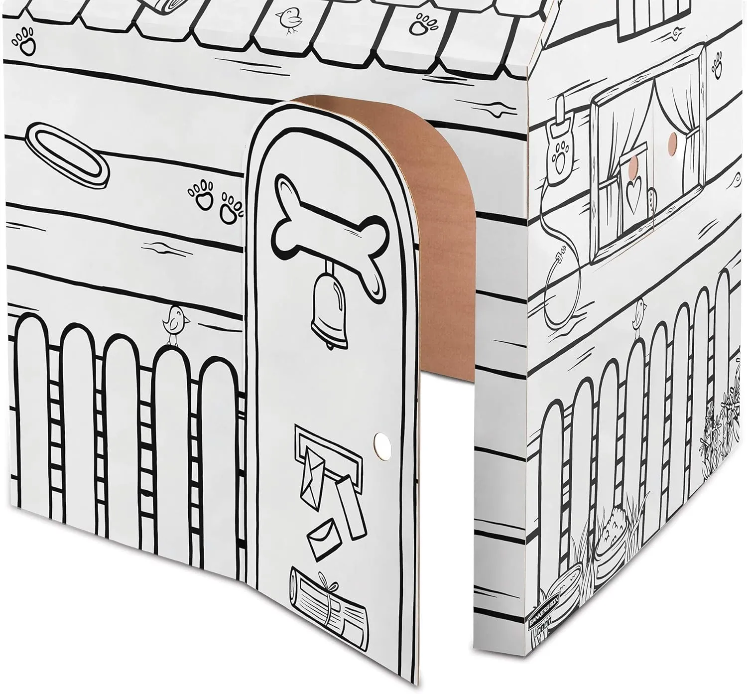 Bankers Box at Play Color in Dog Playhouse, Cardboard Playhouse for and Life Size Craft Activity for Kids and Families