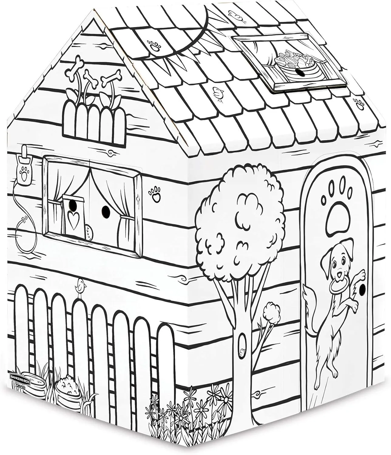 Bankers Box at Play Color in Dog Playhouse, Cardboard Playhouse for and Life Size Craft Activity for Kids and Families