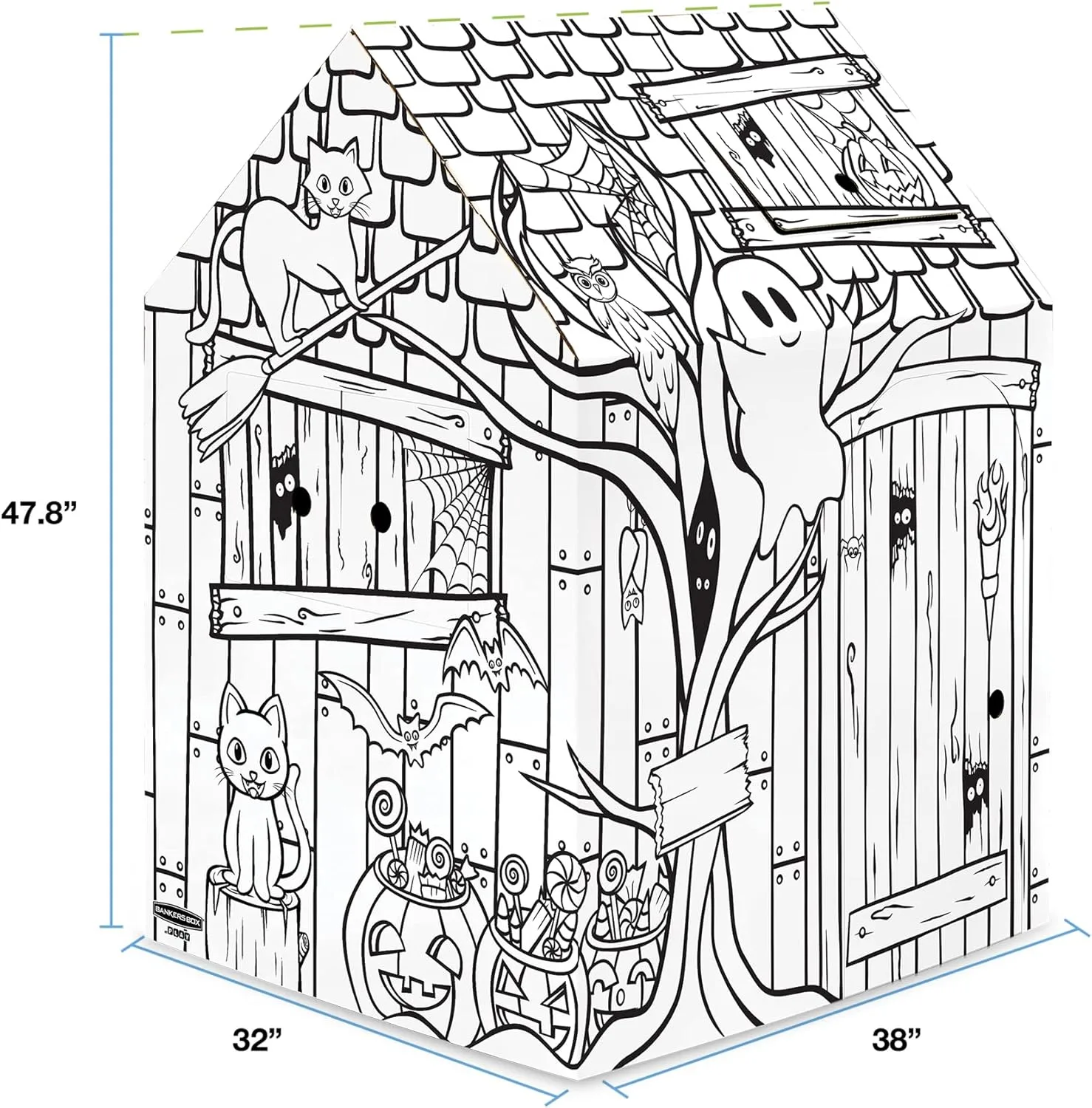 Bankers Box at Play Color in Halloween Playhouse, Cardboard Playhouse and Life Size Craft Activity for Kids and Families