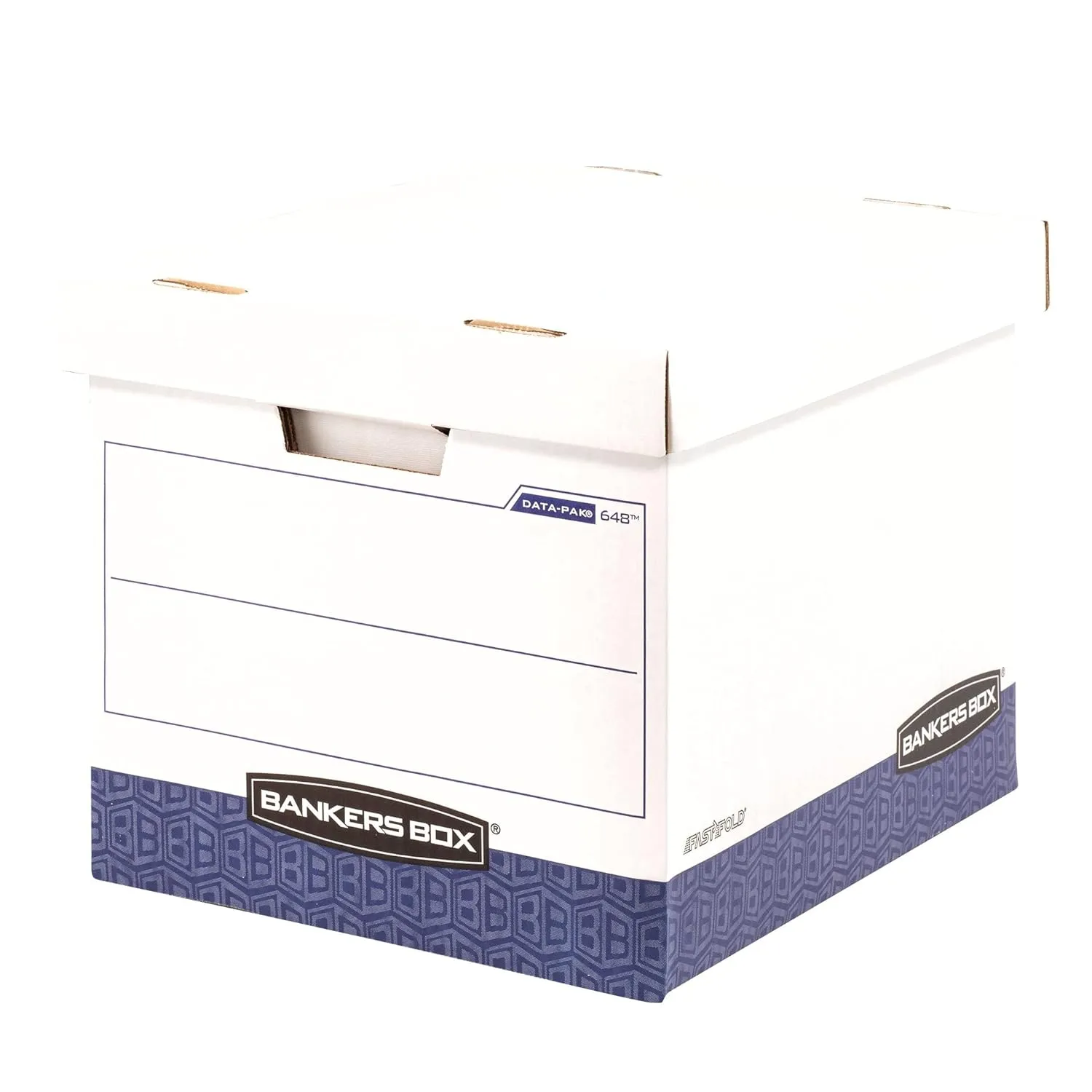 Bankers Box 12 Pack DATA-PAK File Storage Boxes, Letter/Legal, 13 x 13.75 x 17.75 in, White/Blue