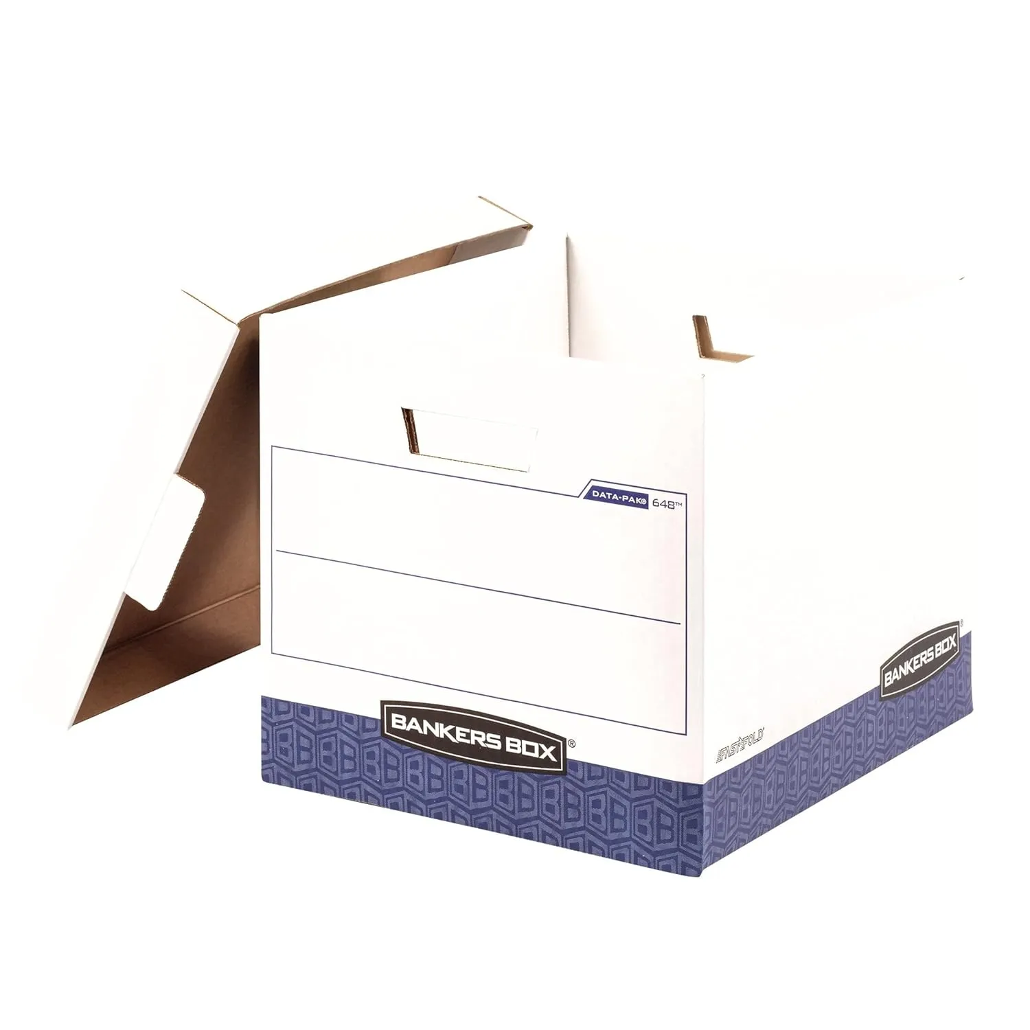 Bankers Box 12 Pack DATA-PAK File Storage Boxes, Letter/Legal, 13 x 13.75 x 17.75 in, White/Blue