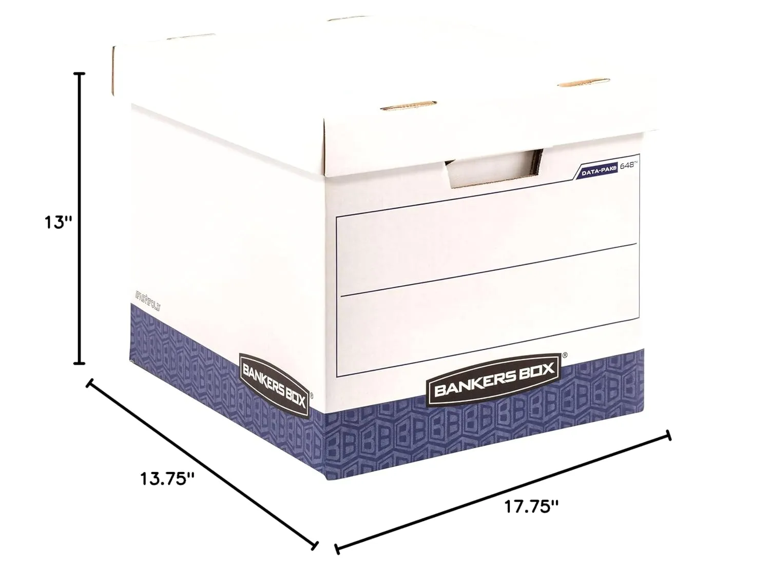 Bankers Box 12 Pack DATA-PAK File Storage Boxes, Letter/Legal, 13 x 13.75 x 17.75 in, White/Blue