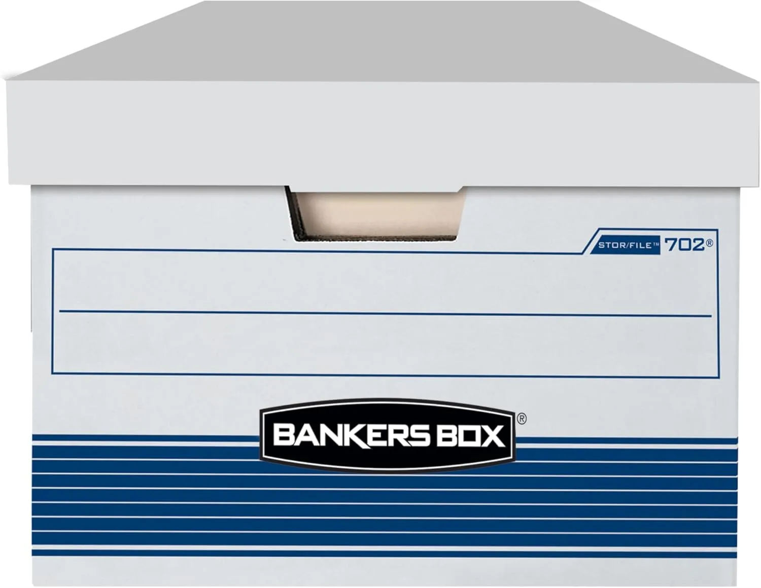 Bankers Box Stor/File FastFold Medium-Duty Storage Boxes, Legal Size, 24D x 15in x 10in, White/Blue, Case Of 4 - 70240FF