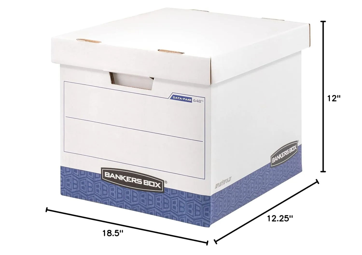 Bankers Box BINDERBOX Heavy-Duty Storage Boxes, FastFold, Lift-Off Lid, Fits Binders 1 1/2 to 3 Inches, 12 1/4 x 18 1/2 x 12, Case of 12 (0073301)