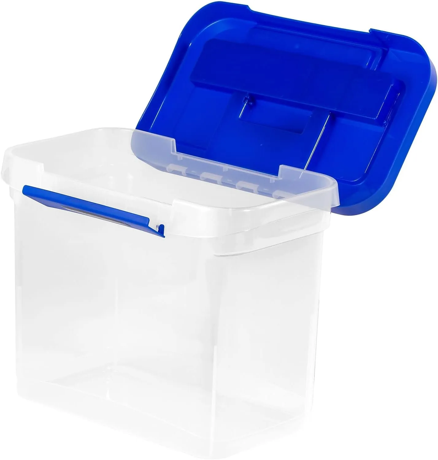 Bankers Box Heavy-Duty Portable File Box, Letter, 14.25"L x 10.6"W x 11"H, Blue/Clear