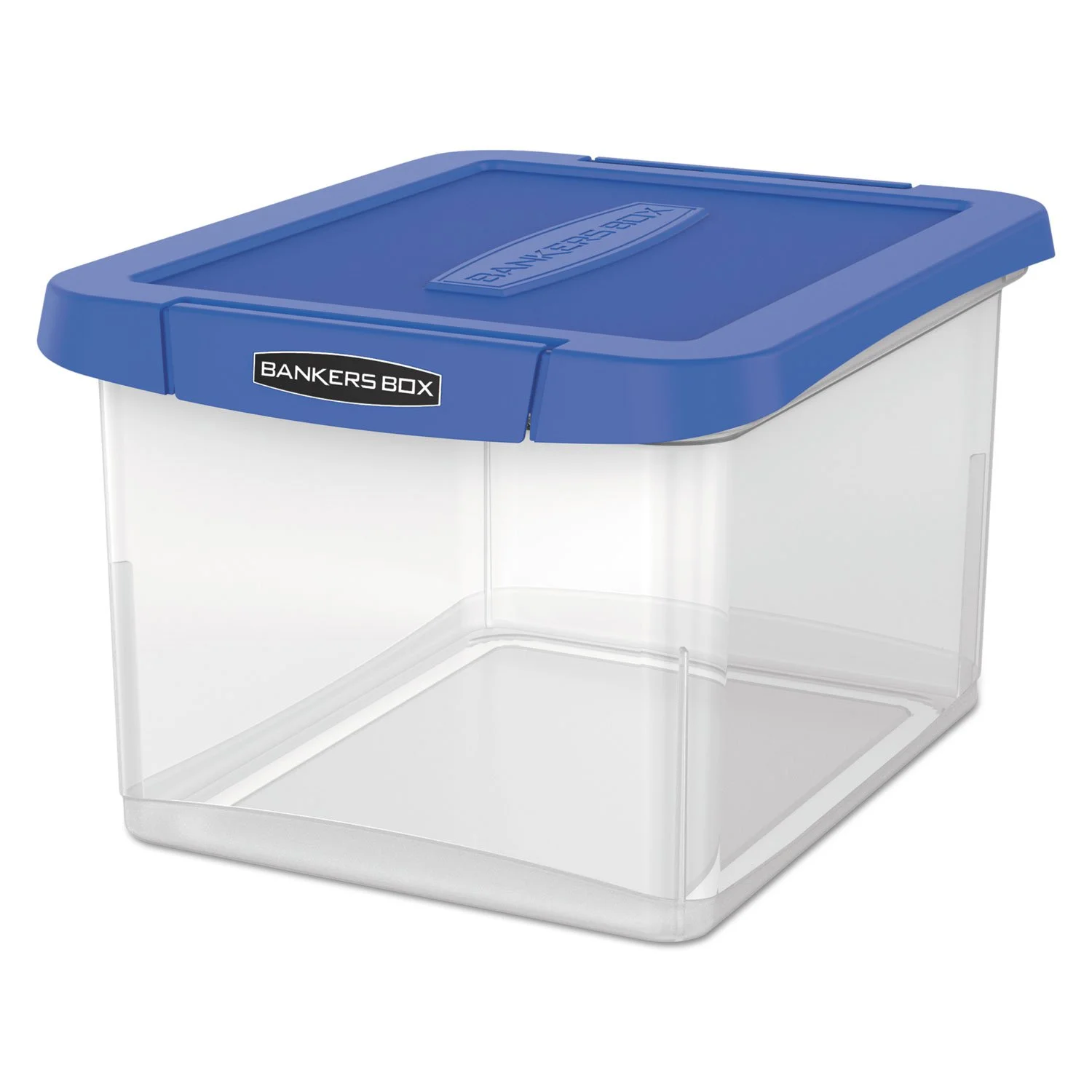 Bankers Box Heavy-Duty Portable File Box, Letter/Legal, Clear/Blue
