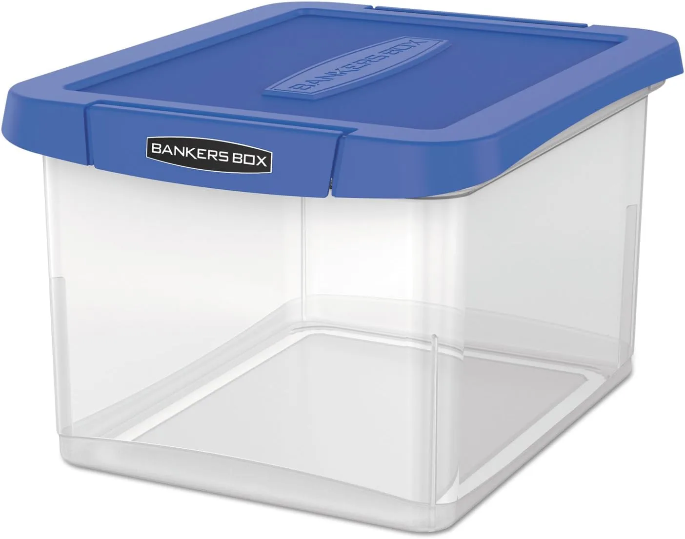 Bankers Box Heavy-Duty Portable File Box, Letter/Legal, Clear/Blue