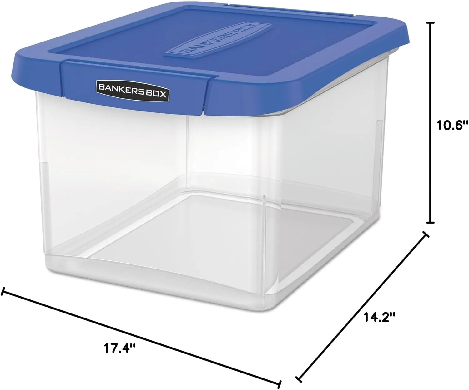 Bankers Box Heavy-Duty Portable File Box, Letter/Legal, Clear/Blue