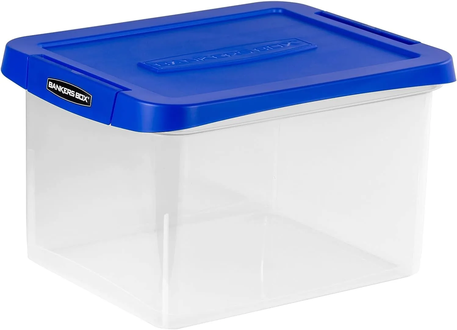Bankers Box Heavy-Duty Portable File Box, Letter/Legal, Clear/Blue