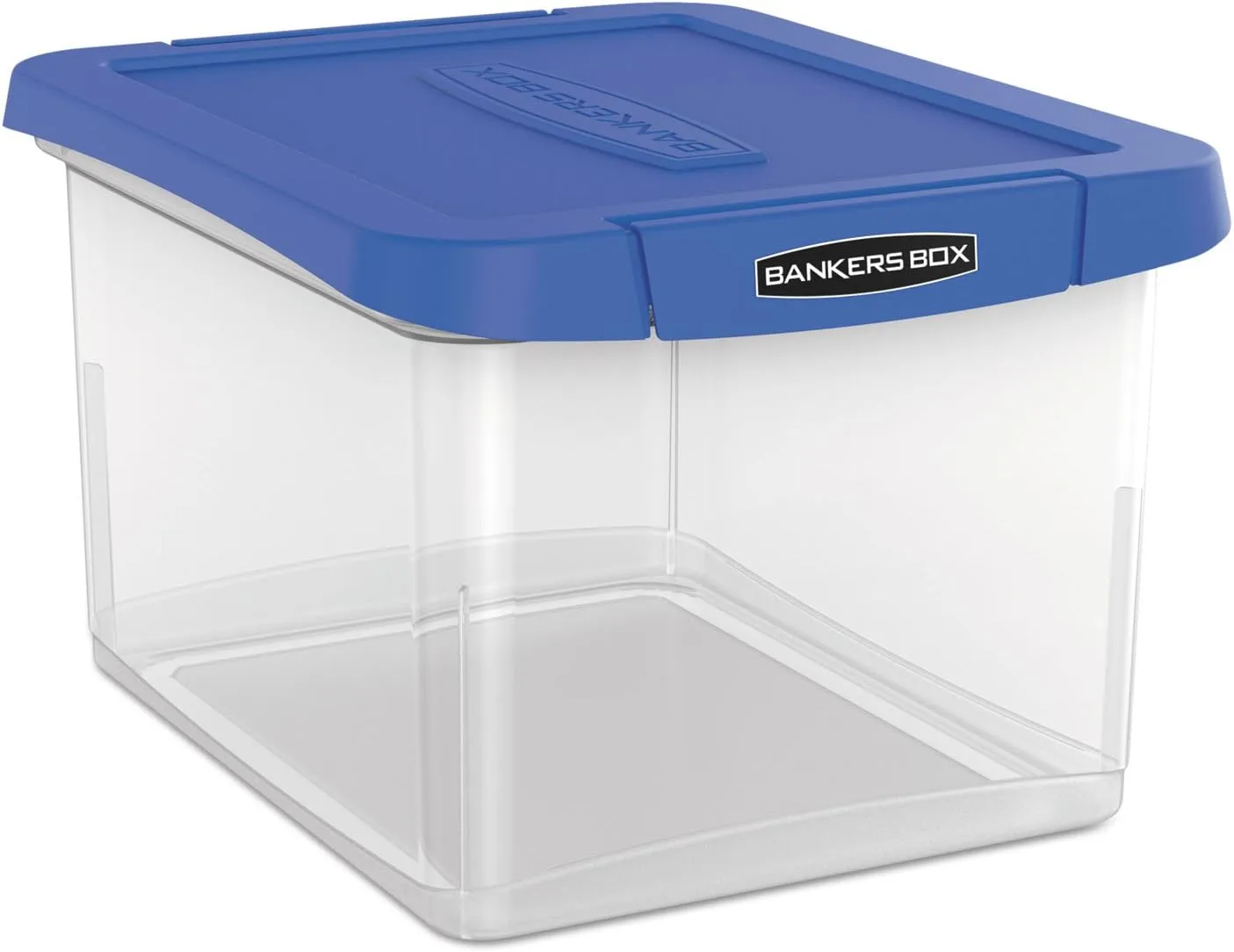 Bankers Box Heavy-Duty Portable File Box, Letter/Legal, Clear/Blue