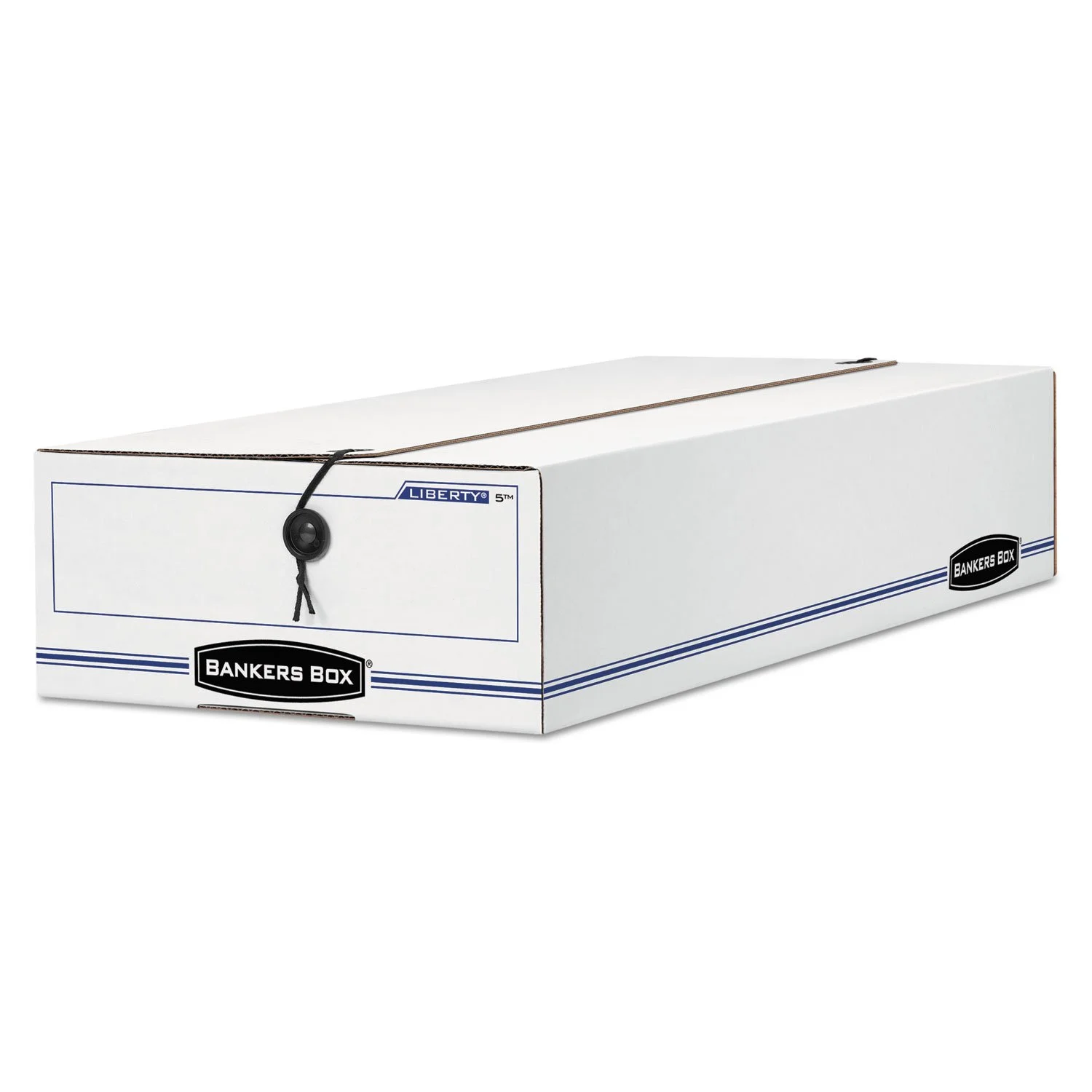 Bankers Box Liberty Corrugated Storage Boxes, 6 3/8in x 9in x 24in, White/Blue, Case Of 12