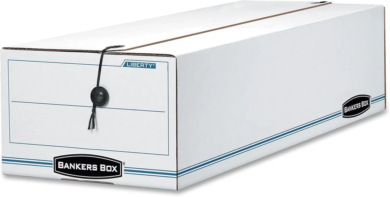 Bankers Box LIBERTY Check and Form Boxes, Standard Set-Up, String and Button, 4 1/4 x 6 x 23 1/4 Inches, Case of 12 (00003) 4.25" x 23.25" x 6"
