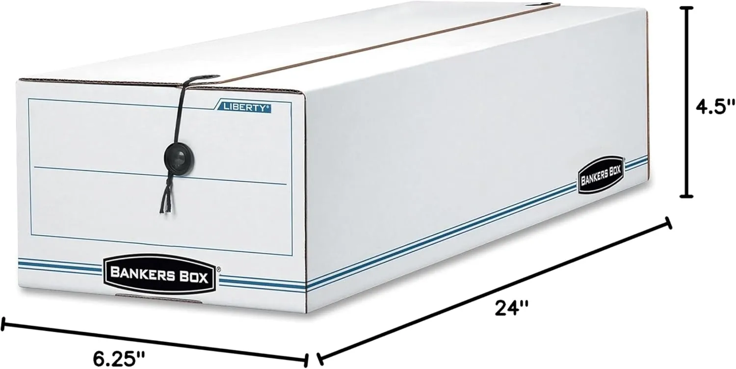 Bankers Box LIBERTY Check and Form Boxes, Standard Set-Up, String and Button, 4 1/4 x 6 x 23 1/4 Inches, Case of 12 (00003) 4.25" x 23.25" x 6"