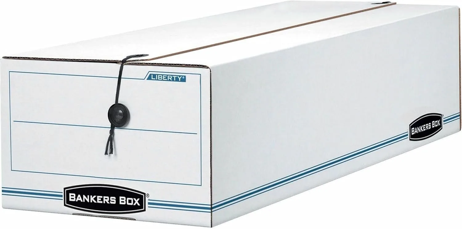 Bankers Box LIBERTY Check and Form Boxes, Standard Set-Up, String and Button, 4 1/4 x 6 x 23 1/4 Inches, Case of 12 (00003) 4.25" x 23.25" x 6"