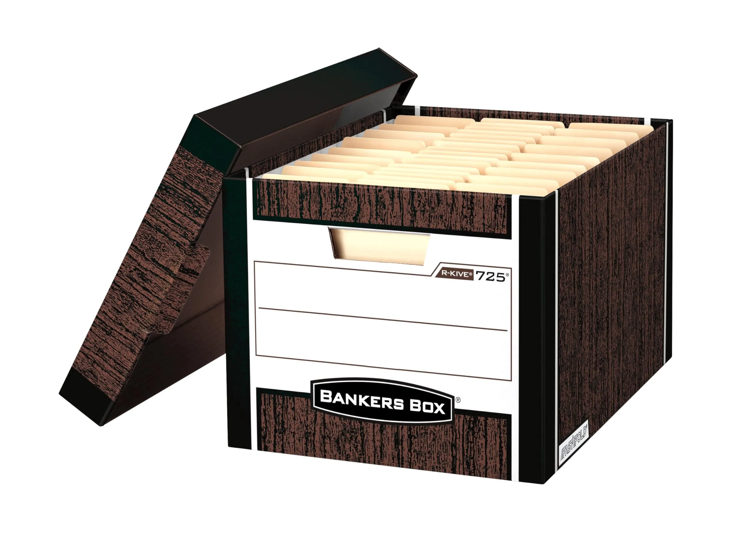 Bankers Box R-Kive Heavy-Duty File Storage Boxes, 12-Pack, Letter/Legal, Woodgrain