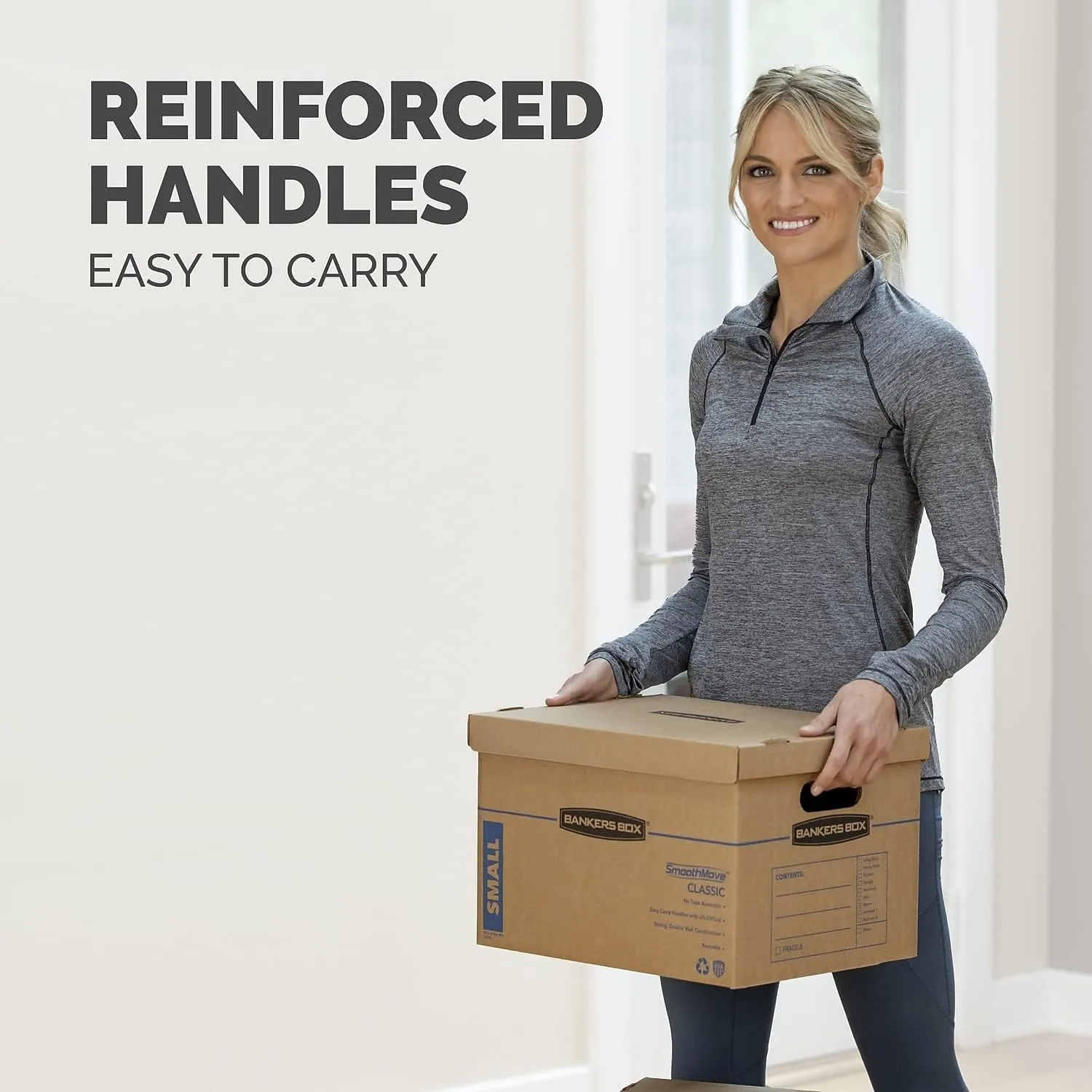 Bankers Box Small Classic Moving Box 20 Pack, Reinforced Handles, Tape-Free Assembly, 15-in x 12-in x 10-in (7714210)