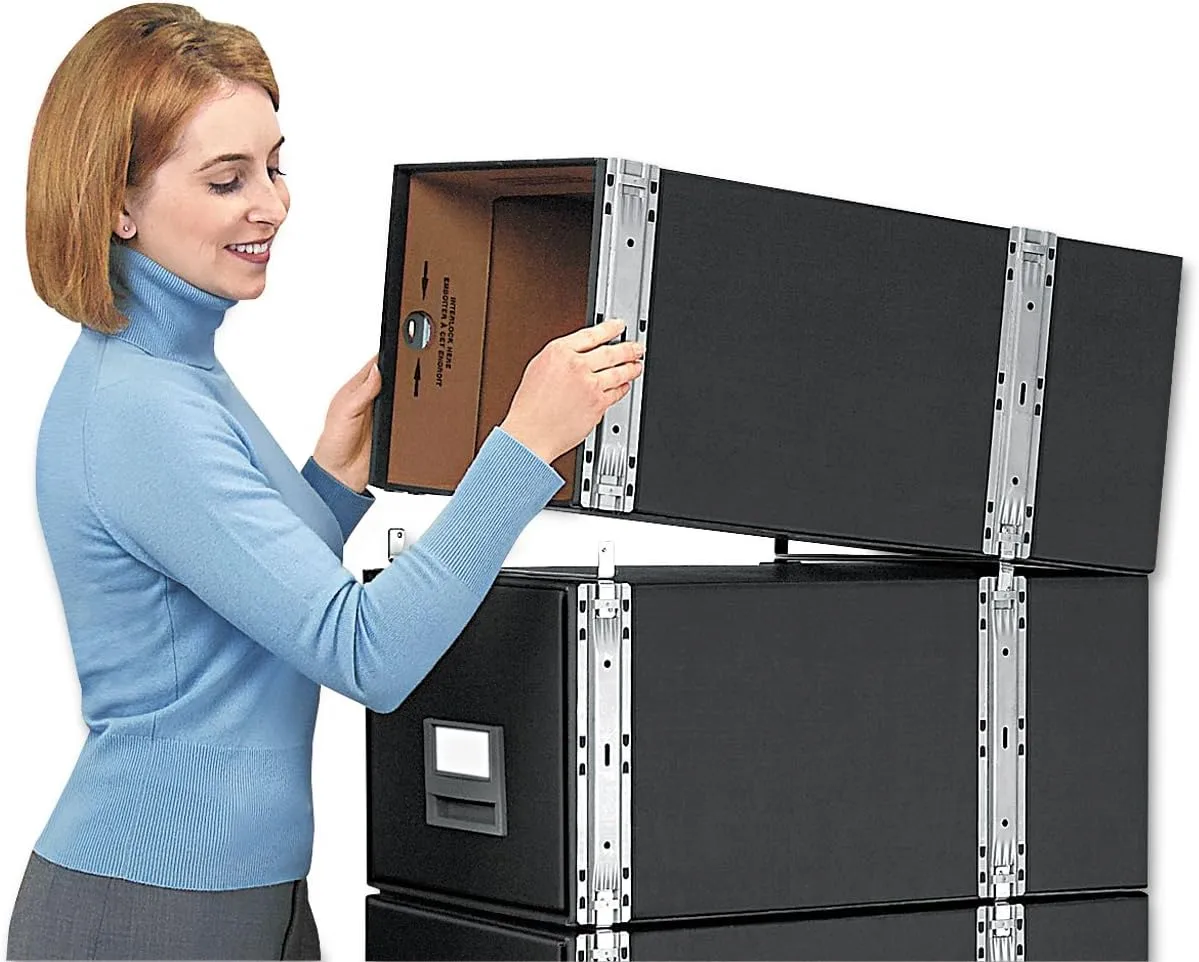 Bankers Box 6 Pack STAXONSTEEL Maximum Space Saving Filing Cabinet, Stacks 10 High, Steel Frame, Letter, Black Letter Size