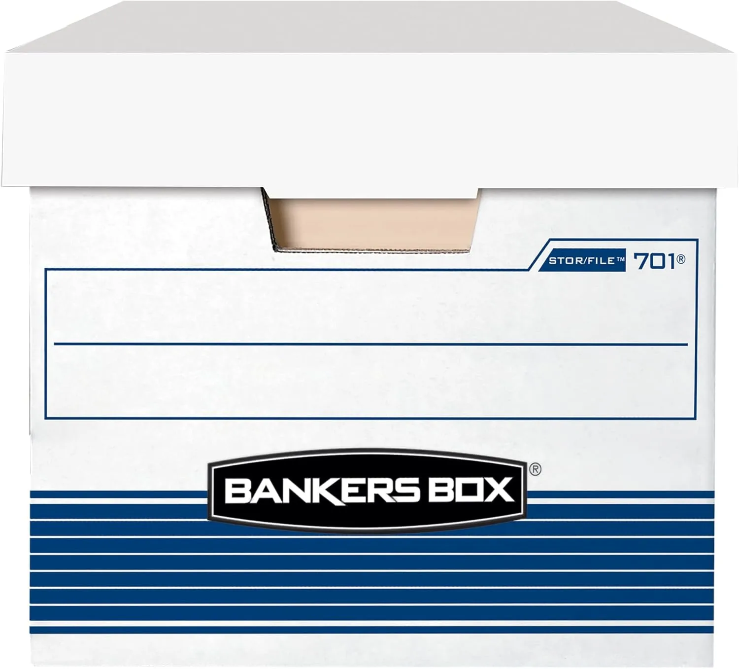 Bankers Box Stor/File Medium-Duty Storage Boxes, Letter Size, 24 x 12 x 10, White/Blue, Case of 4