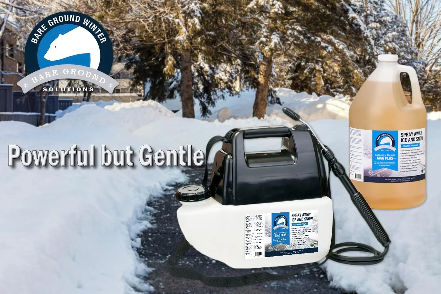 BARE GROUND All Natural Anti-Snow Liquid De-Icer with Battery Powered Sprayer