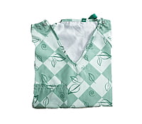 Patient Gown, E-Star, Bariatric, Double Lapover, I.V. Sleeves, Tele Pocket, V-Neck w/Green Binding, 100% Non-FR Poly, 10XL, 100% Polyester, 109/52/7 Green twill tape on right I.V. Sleeve, Leaves Pine